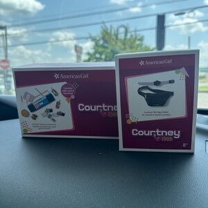 American Girl Courtney Belt Bag and Watch Set and boom box set- Black and Purple